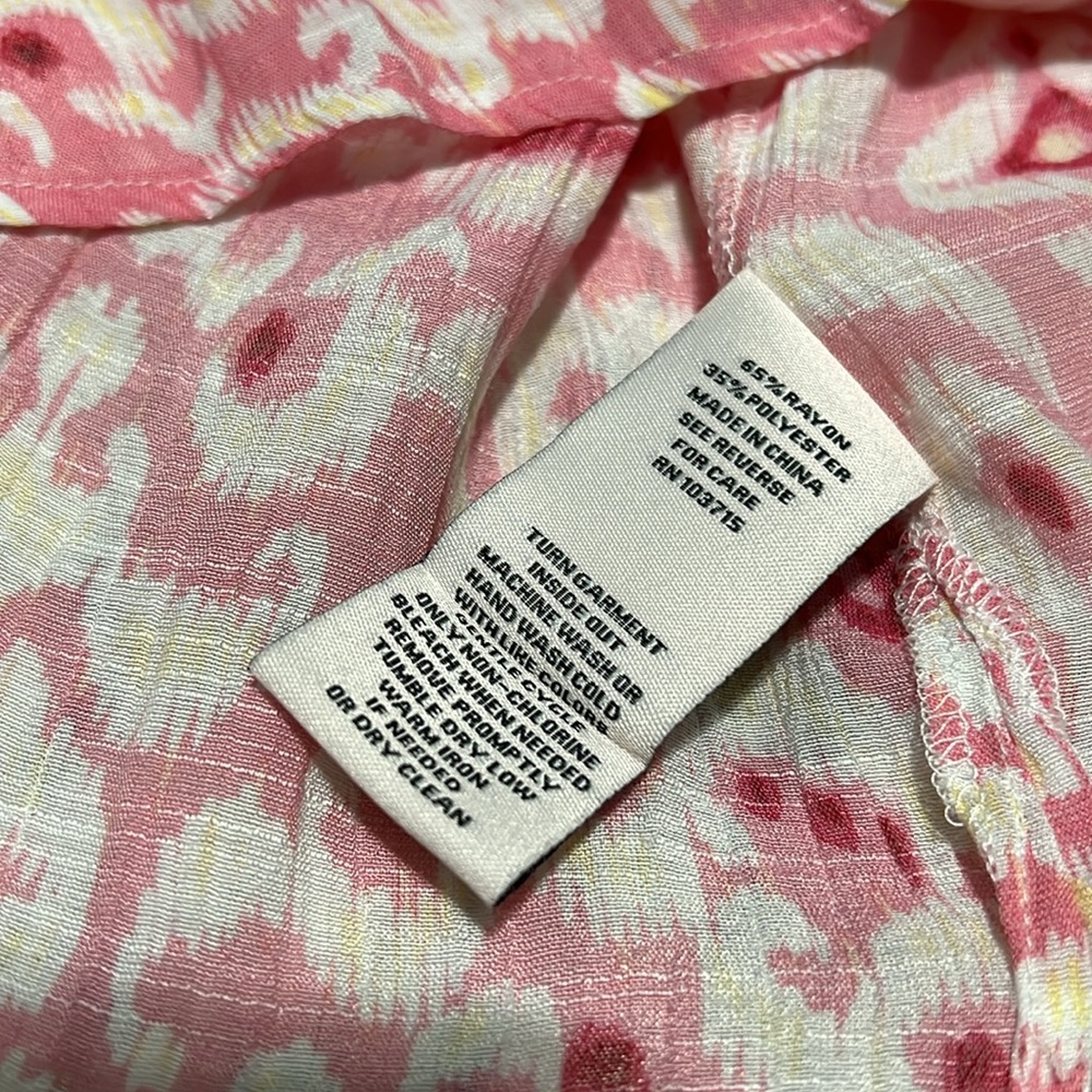 Nanette Lepore Pink and White Printed Flutter Sleeve Blouse - Picture 10 of 10